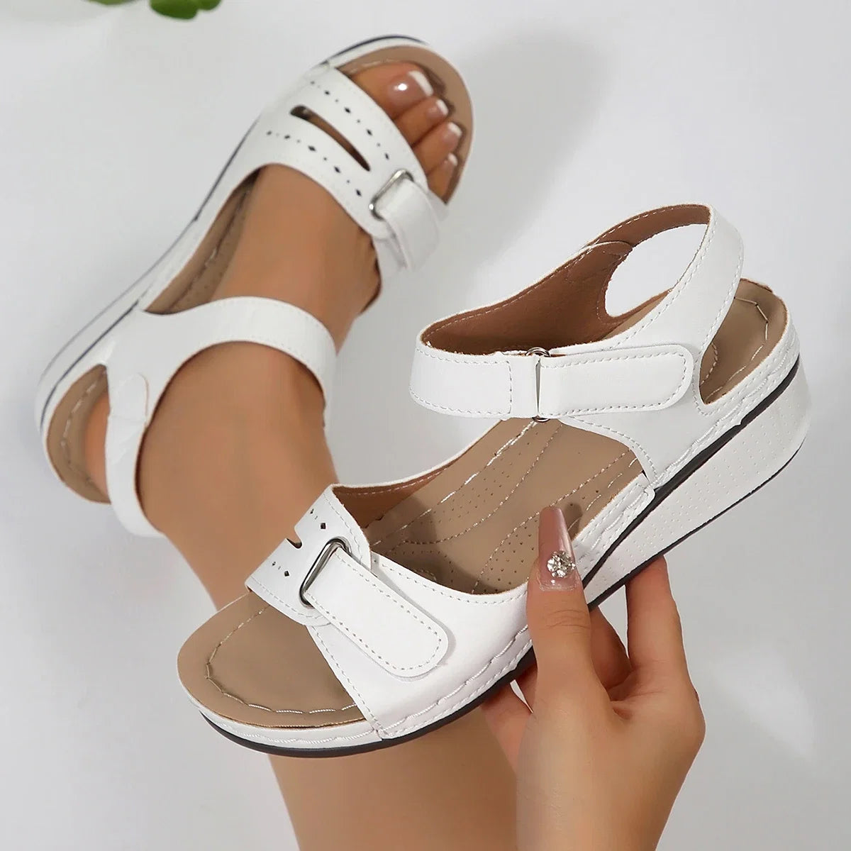 2025 New Women Sandals Wedge Buckle Orthopedic Outdoor Shoes Female Summer Soft Sexy Open Toe Fashion Sandals Sandalias De Mujer LadyShow.Store