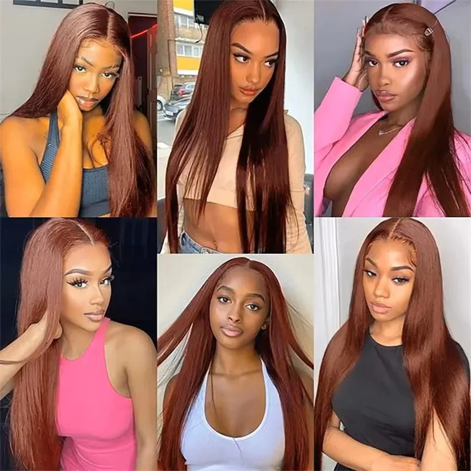 Chocolate Brown Lace Front Wigs Human Hair 180% Density Straight HD Lace Front Wigs Human Hair Pre Plucked with Baby Hair Brown LadyShow.Store