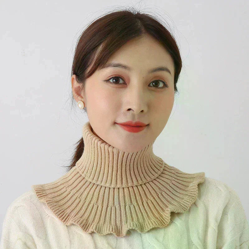 Warm Knitted Fake Collar Women Thicken Turtleneck Ruffles False Collars Detachable Neck Guard Winter Windproof Fake Collar Pi-Mart