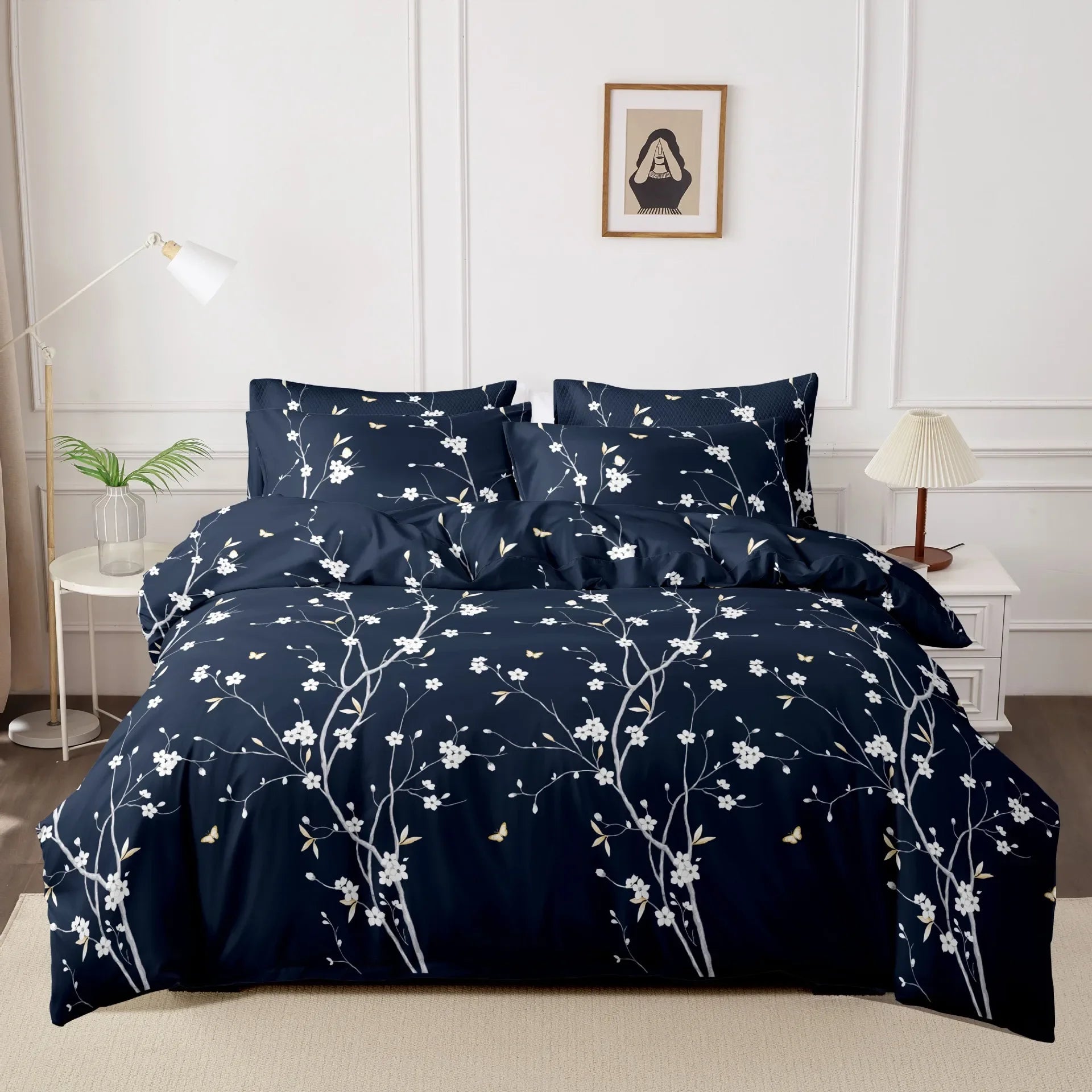 3pcs Printed Brushed Duvet Cover Pillowcase Three Piece Set High Quality Skin Friendly Fabric Bedding Cover (without Bed Sheet) Pi-Mart
