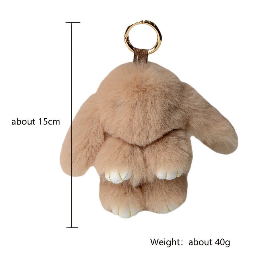 15cm Women's Rabbit Fur Keychain Bag Car Pendant Jewelry Decoration Fashionable Accessory for Bags And Gifts Pi-Mart