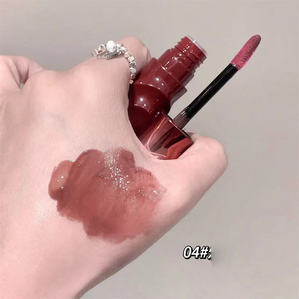 Crystal Nude Gray Glossy Lip Stain Mirror Korean Lip Glaze Sheer Nude Glitter Lip Tint Watery Shine Plumping Lipgloss Cosmetics Pi-Mart