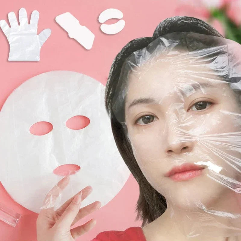 100pc Disposable Plastic Film for Face Fresh Keeping Film Mask Beauty Salon Promote Product Absorptio Ultra Thin Skin Care Paper Tri Light Beauty