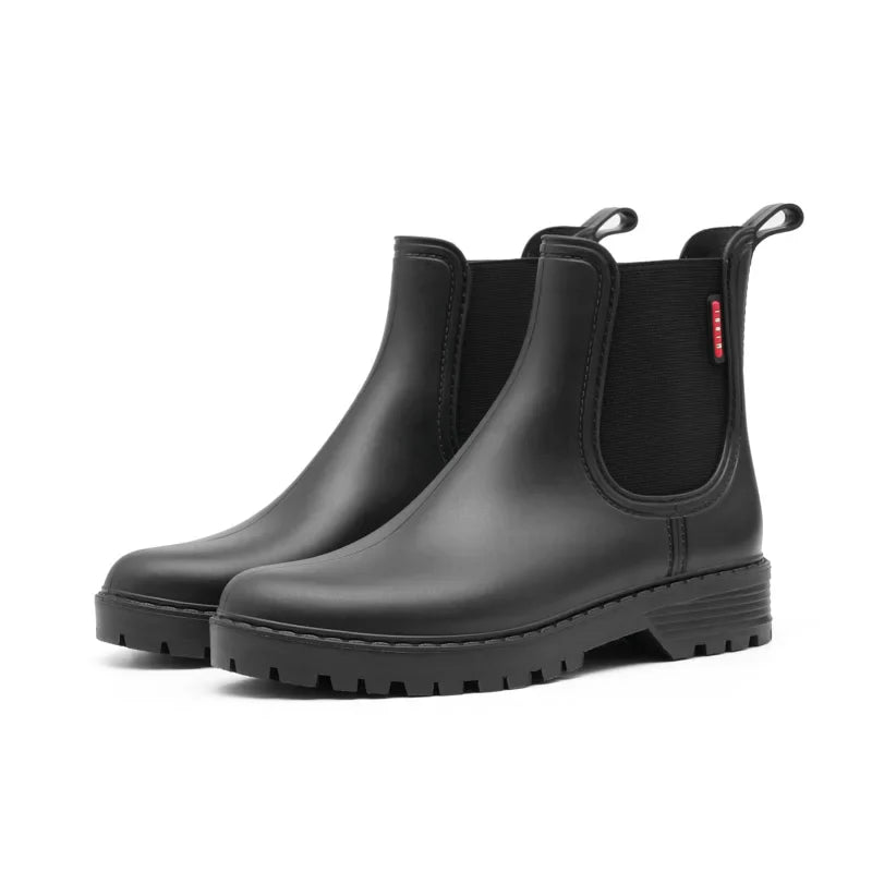Women's short tube anti slip rain shoes, lightweight waterproof water shoes, fashionable Chelsea rain boots, PVC one-time moldin LadyShow.Store