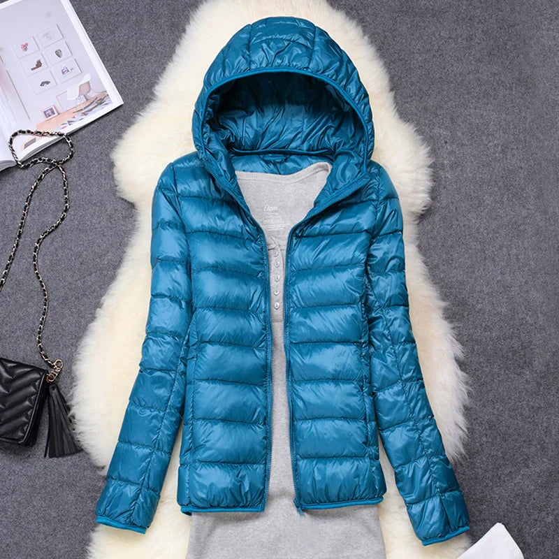 Women Puffer Jacket 15 Colors Plus Size 5XL 6XL 7XL 2025 New Spring Autumn Female Ultra Lightweight Packable Hooded Down Coats LadyShow.Store