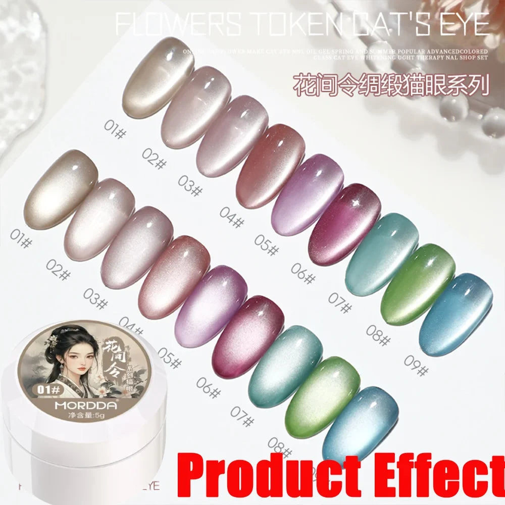 5g/Bottle White Moonlight Nail Cat's Eye Gel Magnetic Satin Gel Polish 9-Colors Soak Off Glitter Phototherapy Manicure Varnish Tri Light Beauty