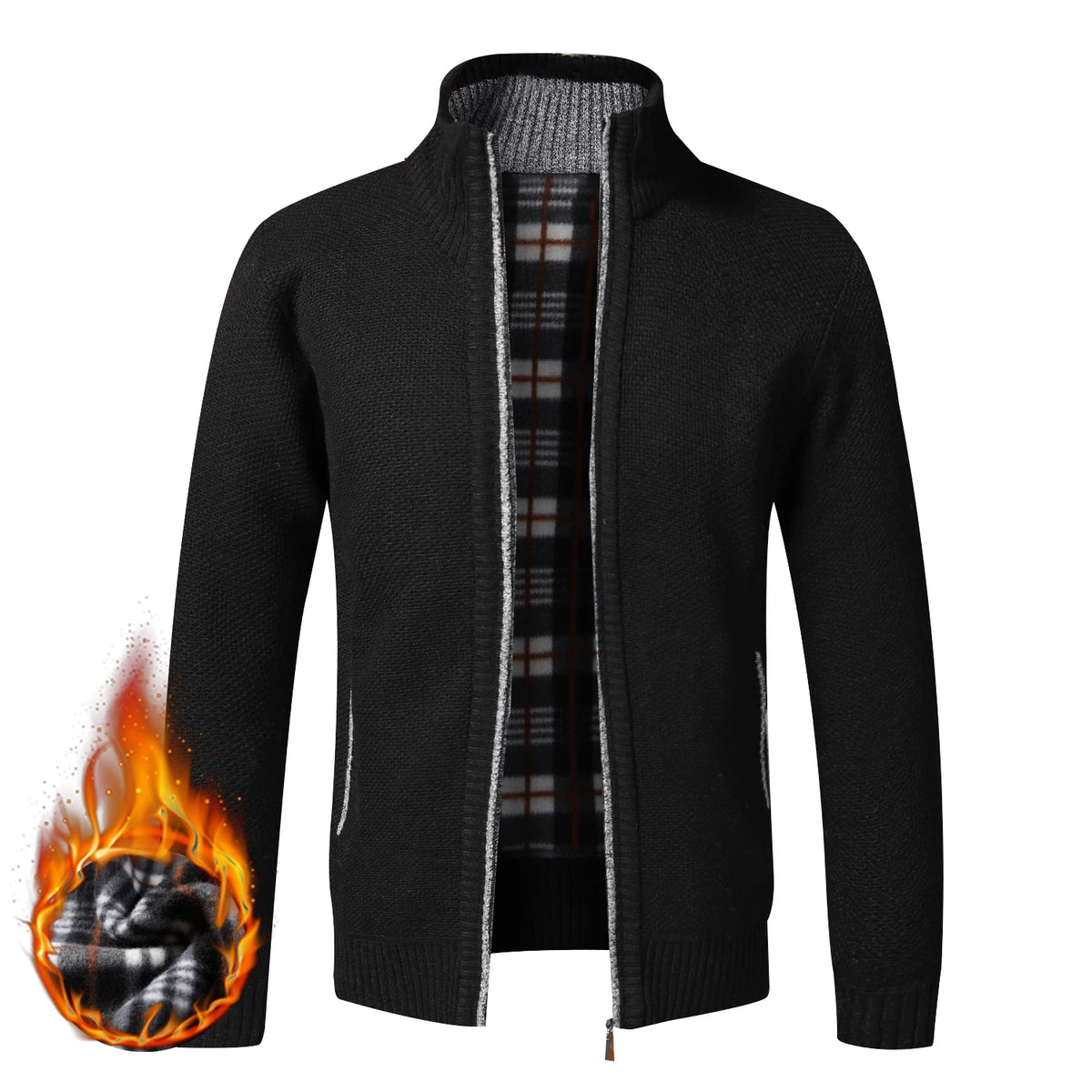 Autumn Winter Warm Cardigan Men Fleece Sweaters Full Zip Jackets Slim Fit Luxury Brand Knitted Sweater Coat American Jersey Pi-Mart