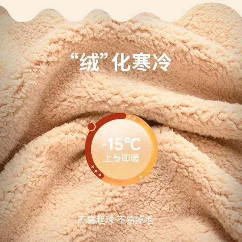 Sweatshirt Women's Winter Loose Letter Print Plush Thick Hooded Sweatshirt Warmth Padded Warm Fleece Lined Pullover Sweater Top LadyShow.Store