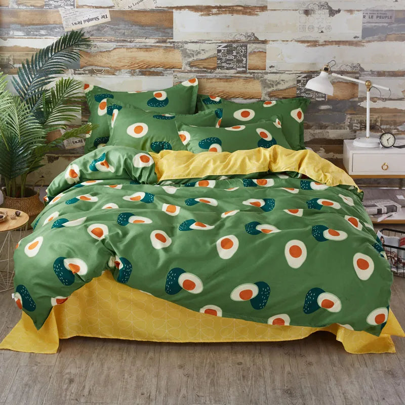 Lovely Cartoon King Size Duvet Cover Set 220x240 Skin Friendly Double Bed Quilt Cover Blanket Comforter Cover and Pillowcase Pi-Mart