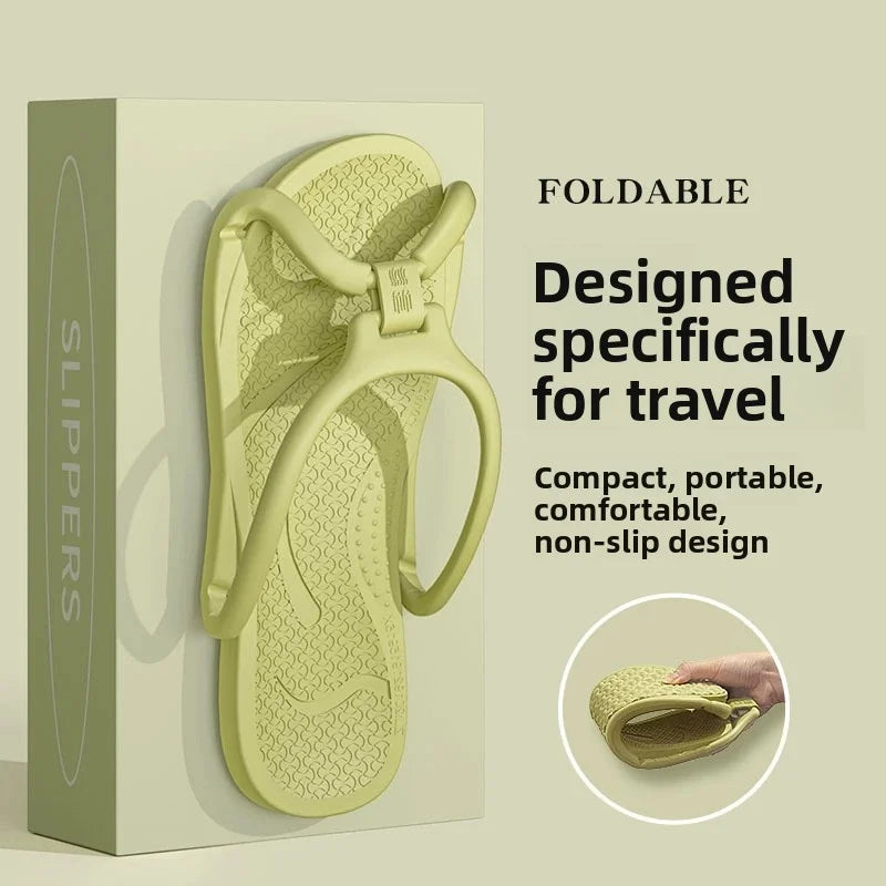 Foldable Travel Slippers Unisex EVA Flip Flops Hotel Non Slip Bathroom Indoor Outdoor Portable Lightweight Comfortable LadyShow.Store