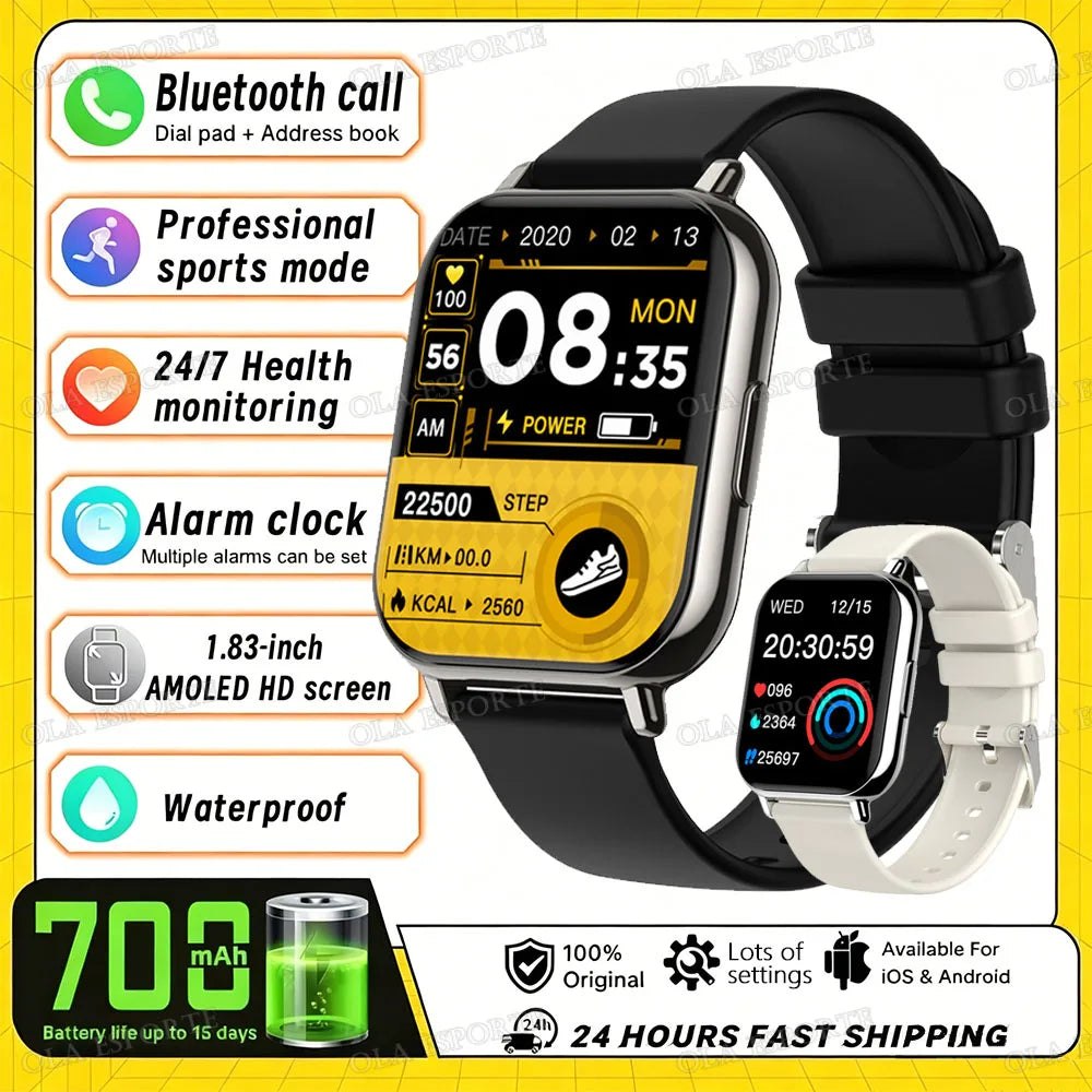 2026 Upgraded Smart Watch Heart Rate Blood Oxygen/Pressure Sleep Monitoring Bluetooth Call Voice Assistant Sport Mode Smartwatch LadyShow.Store