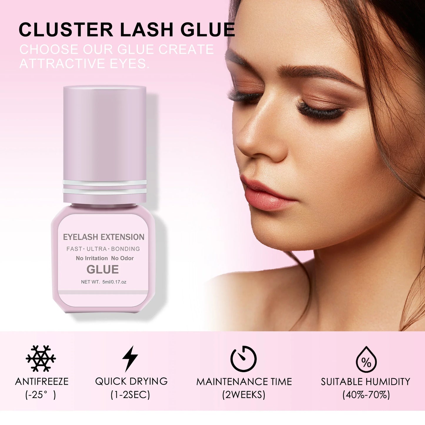 Professional DIY Waterproof Eyelash Extension Glue Quick Drying Strong Hold Long Lasting 14 Days for Home Use Low Smell eyelasah LadyShow.Store