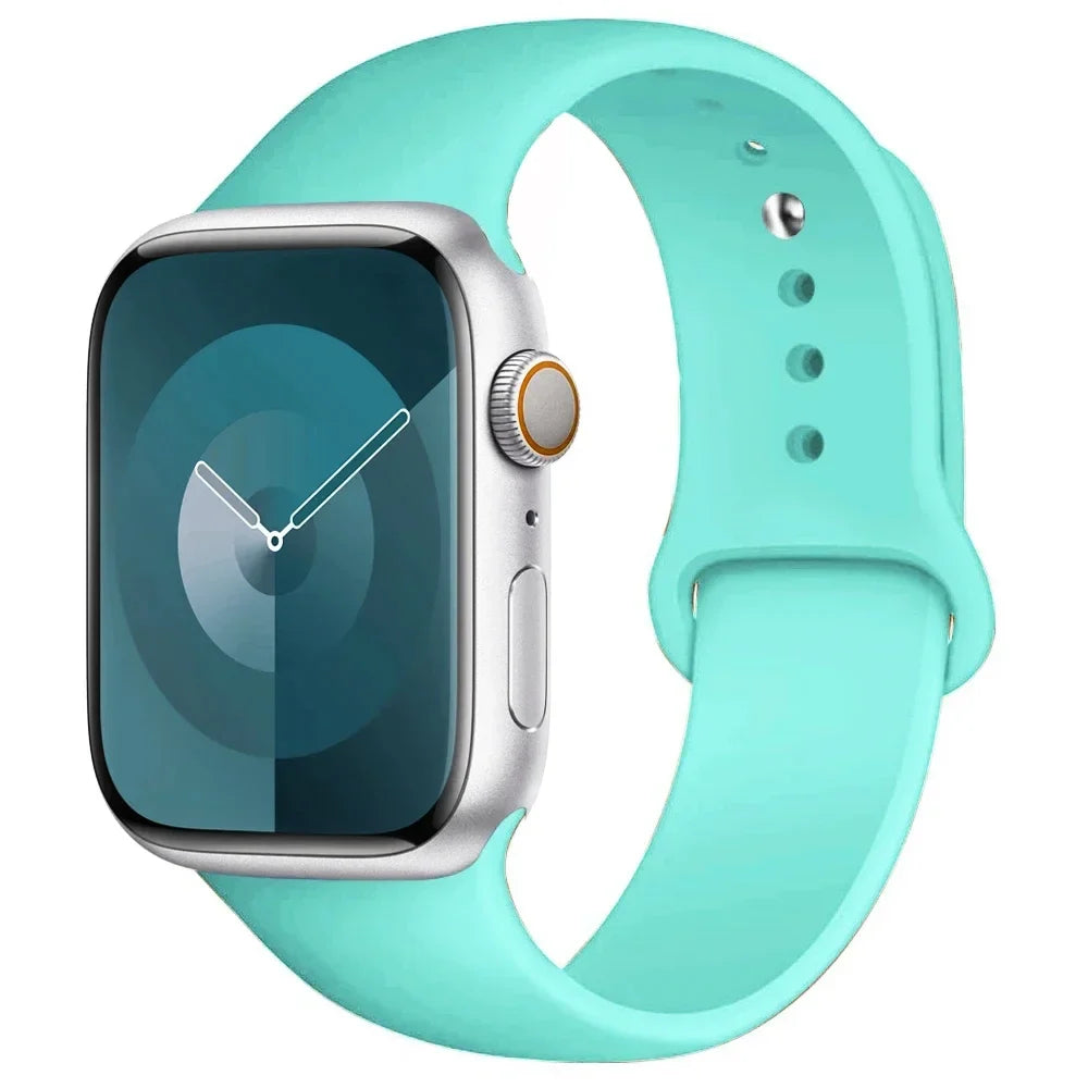 Silicone Band For Apple Watch strap 44mm 45mm 40mm 41mm 42-38mm 45 mm sport bracelet iwatch series 8 7 6 5 4 3 SE 9 Ultra 2 49mm LadyShow.Store