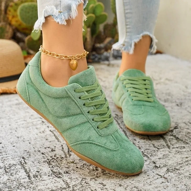 Women's Casual Flat-soled Non-slip Wear-resistant Sport Shoes Spring Autumn Round-toe Soft and Comfortable Women Single Shoes Pi-Mart