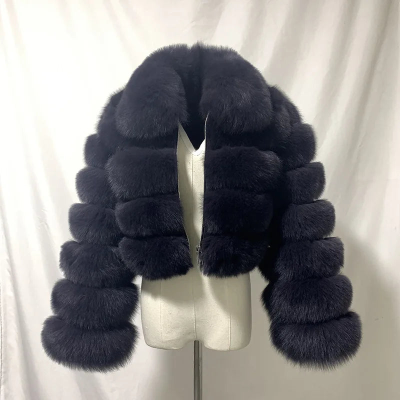 DEAT Fashion Women's Faux Fur Coat Lapel Zipper Long Sleeves Loose Thick Imitation  Fur Short Jacket Winter New 7AB6103 Pi-Mart