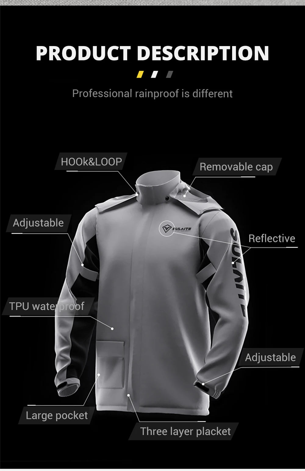 Motorcycle Raincoat Suit Rainstorm Prevention Jacket Pants Camping Hiking Fishing Raincoat Moto Raincoat Motorcyclist Rider Rain Pi-Mart