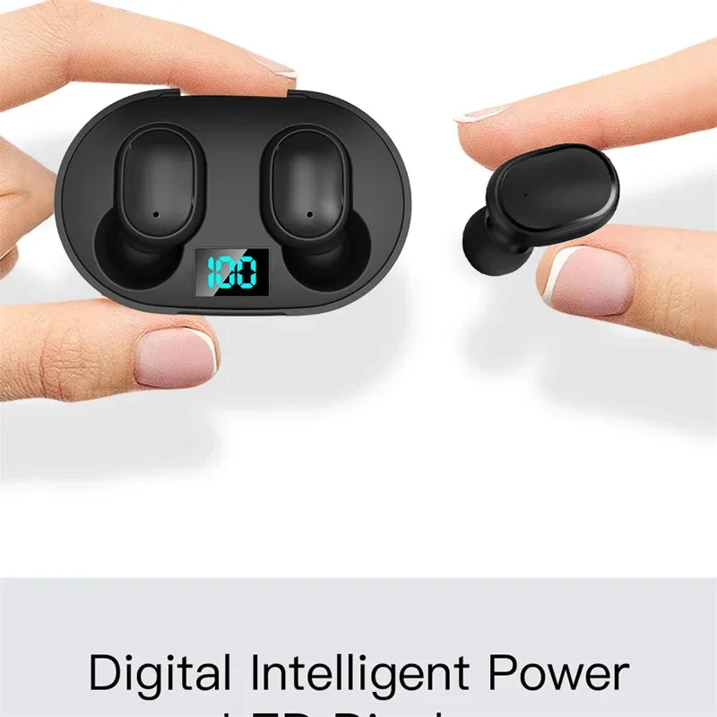 Digital Display Bluetooth Earphones with Mic TWS E6S Wireless Bluetooth Headset Noise Cancelling Headset for Xiaomi Huawei Oppo Pi-Mart