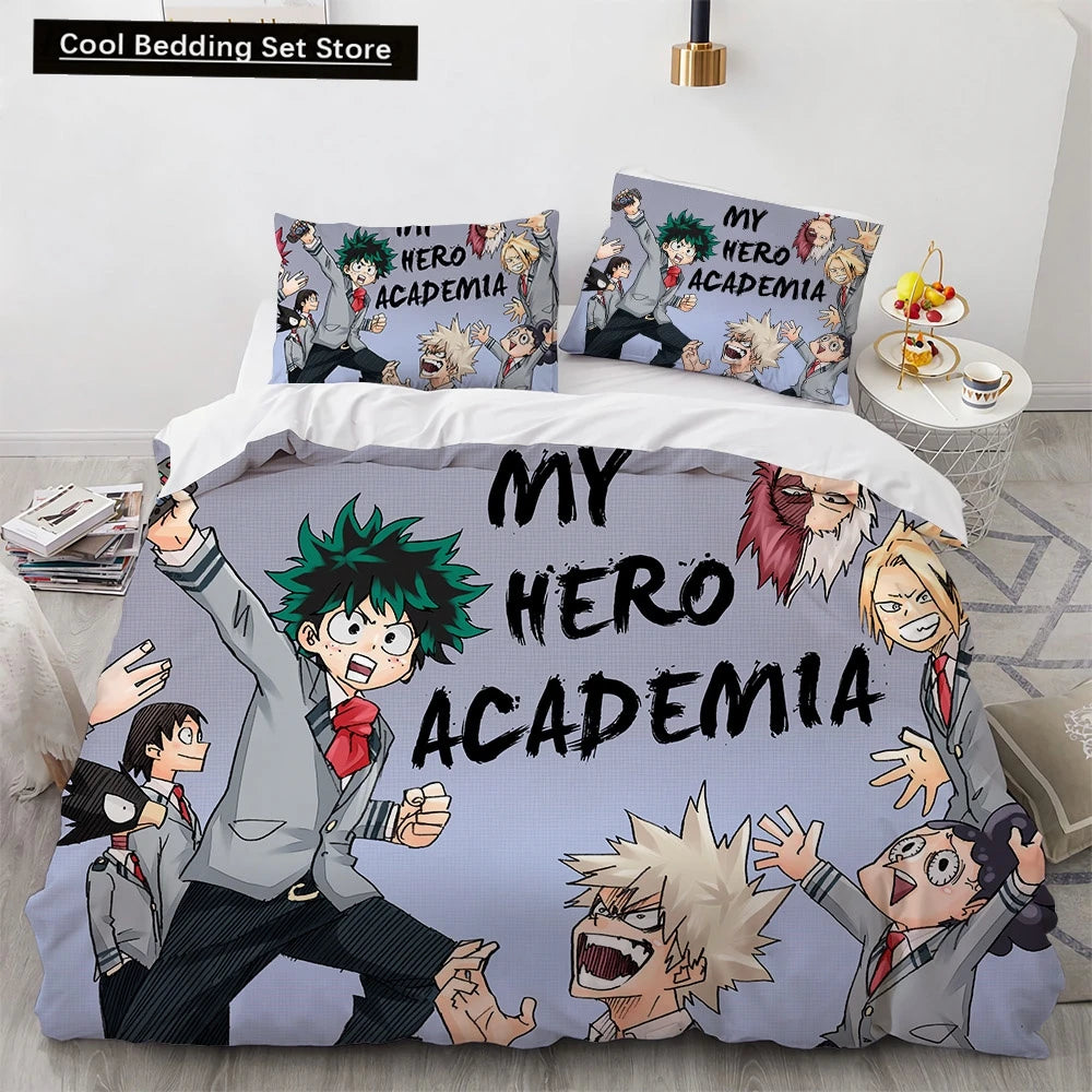 New Anime My Hero Academy Bedding Set Anime Characters Duvet Cover 3D Cartoon Polyester Quilt Cover Queen King Size Kids Boys Pi-Mart