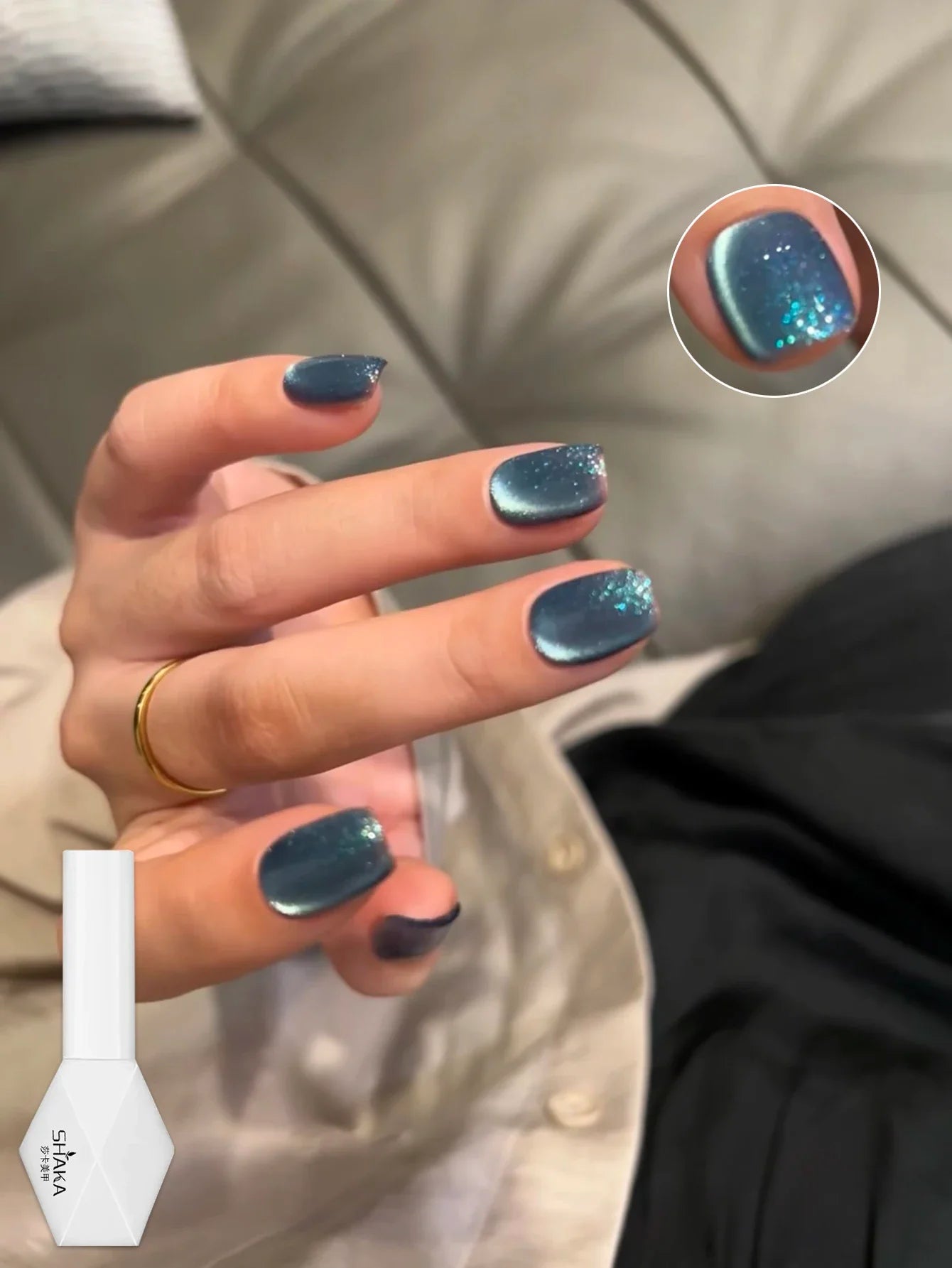 WS Black Glass Cat Magnetic Gel Nail Polish Punk Style Nail Art Manicure Varnis Semi Permanent Gel for Winter Nail Supplies Tri Light Beauty