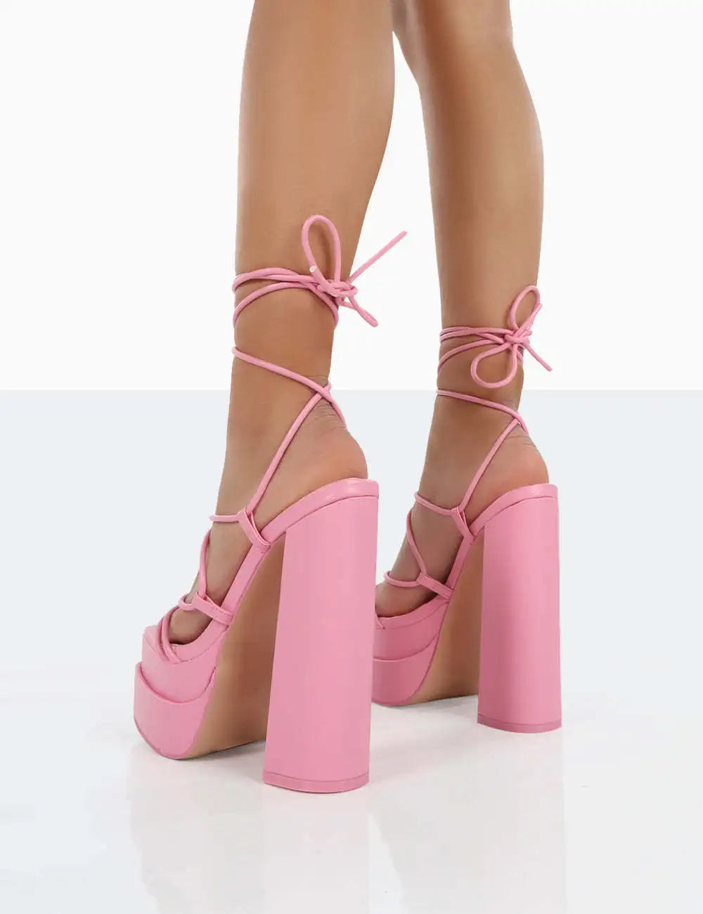 Women Sandals Brand New Sexy Chunky High Heels Pumps Platform Dress Shoes Party Wedding Shoes Cross Lace Up Female Sandals 2025 Pi-Mart