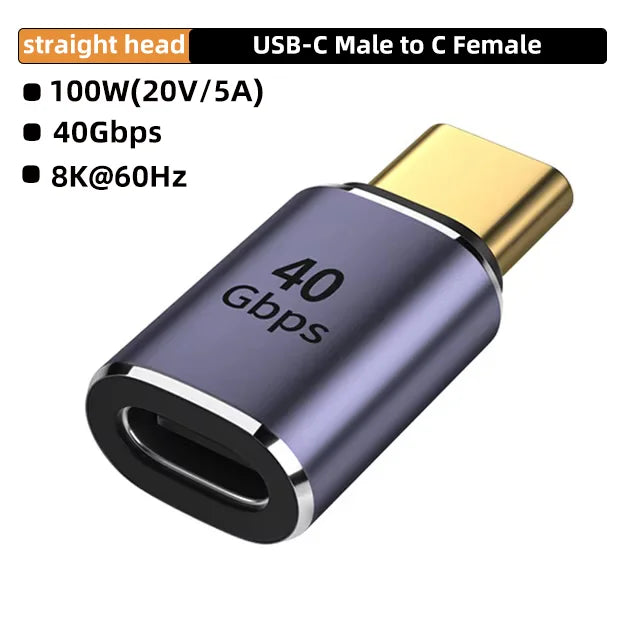 USB4.0 40Gbps OTG Type C 90 Degree Adapter 100W 5A USB C to Type C Fast Charging Converter USB C Data Adapter For Macbook 8K60HZ Pi-Mart