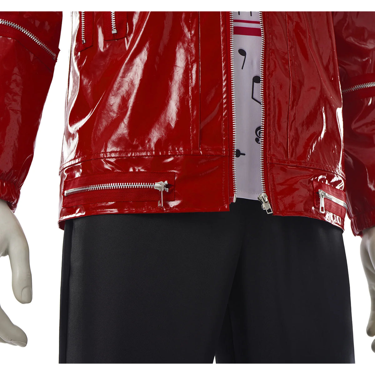 Red Zipper Michael Jackson MJ Beat It Jacket for Impersonators PU Leather Punk Casual Coat Halloween Stage Christmas Outwear Pi-Mart