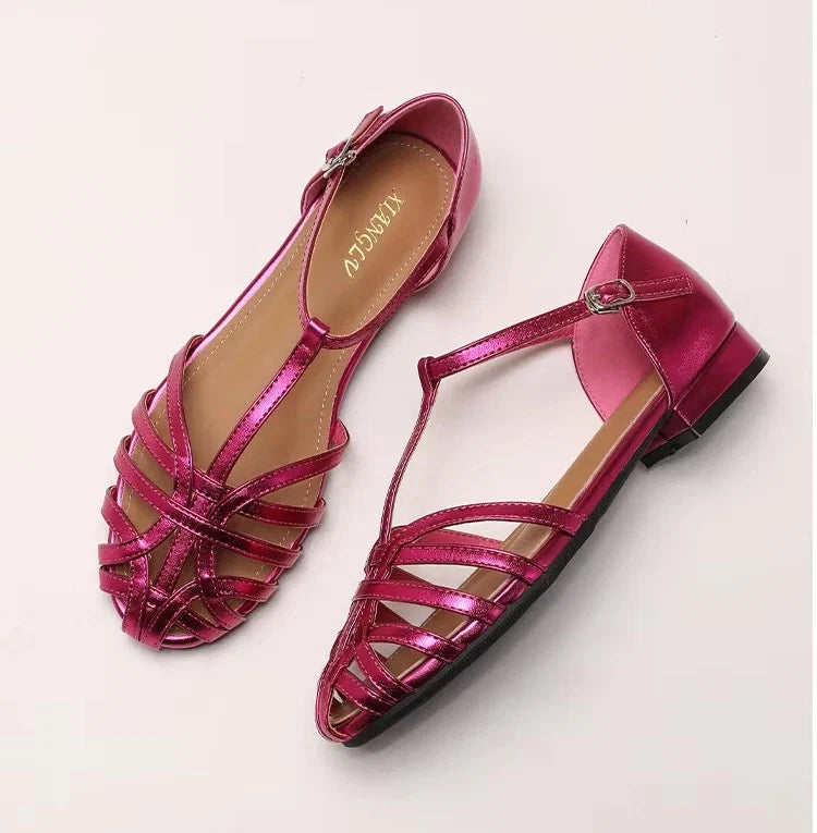 ZAROY Summer Cross Strap Flat Sandals Women Round Toe Ankle Buckle Hollow Casual Roman Sandalia Zapatos De Mujer сандали LadyShow.Store
