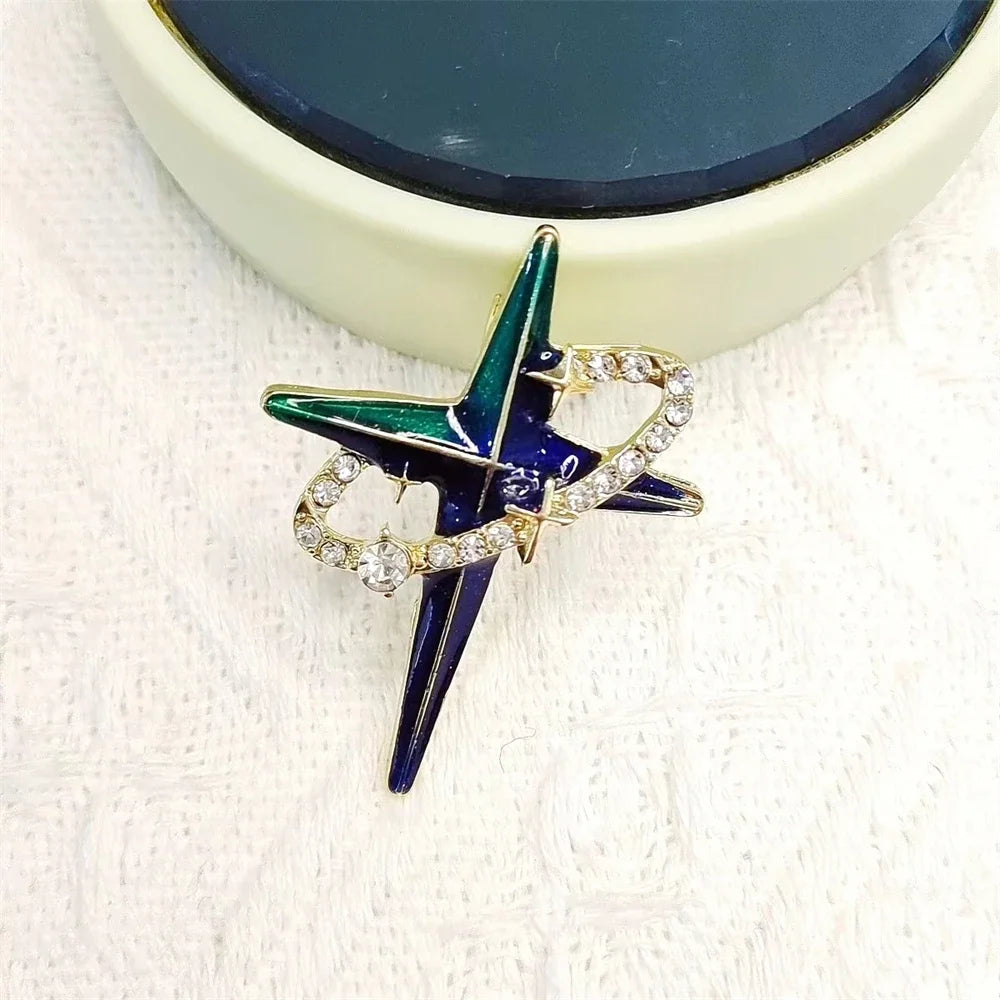 Rhinestone Hexagram Brooches for Women Men Fashion Starburst Metal Lapel Pin Clothes Accessories Office Leisure Jewelry Gift Pi-Mart