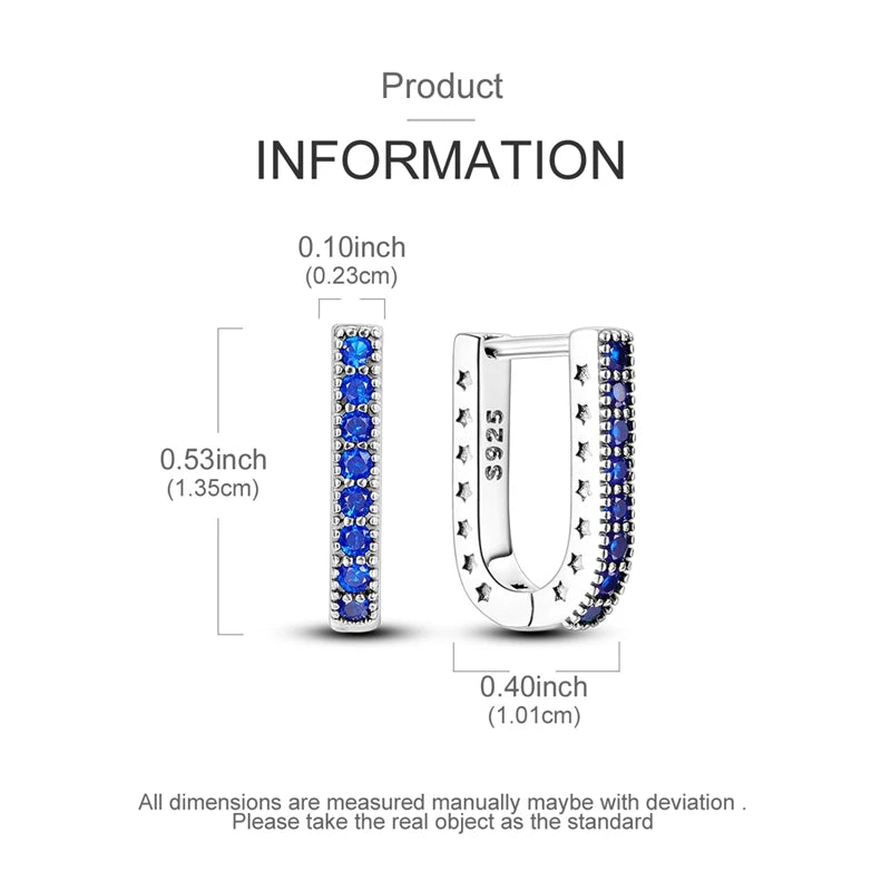 925 Sterling Silver Hoop Earring For Woman Night Sky Blue Purple Gemstone Original Earrings Fashion Jewelry Gift Pi-Mart