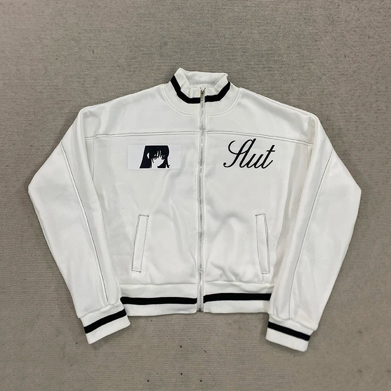 Korean Cartoon Long Sleeved Baseball Jacket for Girls Kawaii Street Jacket Personalized Zipper Cardigan Anime Autumn LadyShow.Store