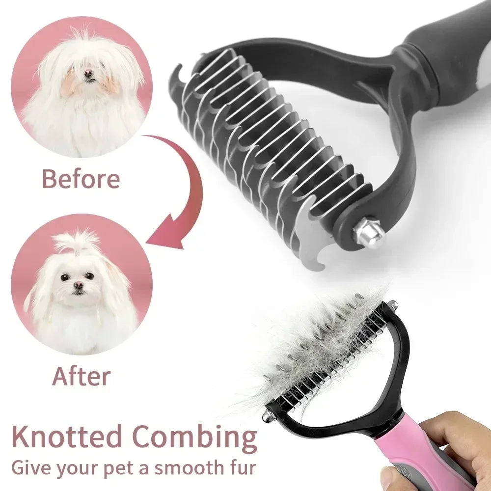 Double Sided Stainless Steel Pet Grooming Brush Dog Cat Hair Remover Comb Tangle Removal Pet Supplies Pi-Mart