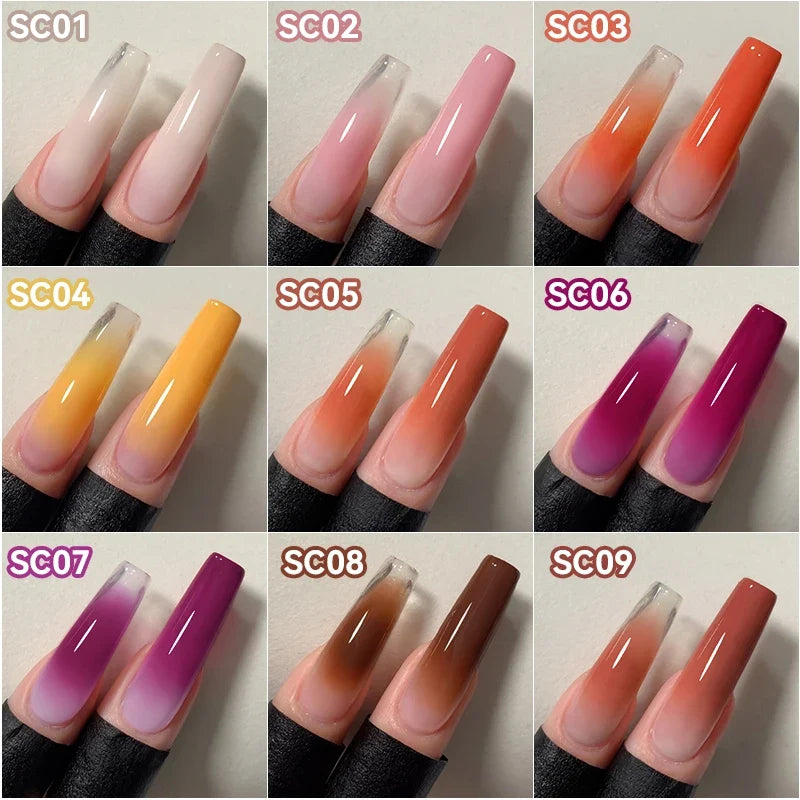 UR SUGAR 9 Colors Gradient Painting Gel Nail Art Gradient Color DIY Design Gel 4 In 1 Used For Gradient Nail Stamping Pattern Tri Light Beauty