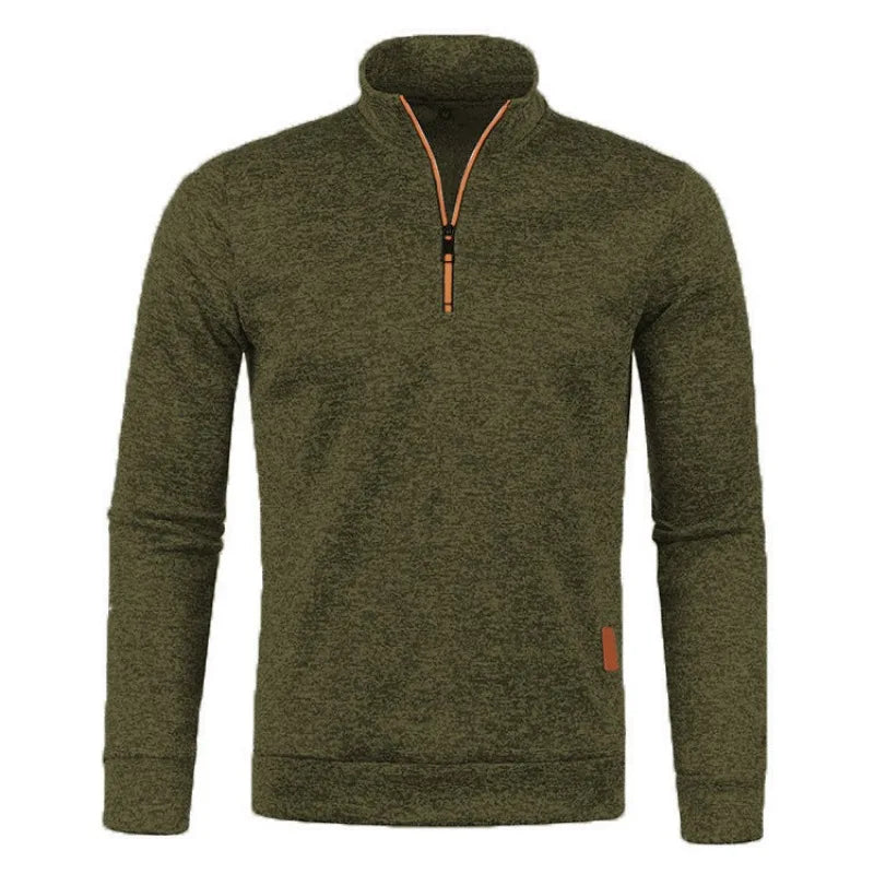 Autumn Men's Half Zipper Sweatshirts Long Sleeve Solid Color Pullover Turtleneck Streetwear Winter Warm Jacket Sport Coats Pi-Mart