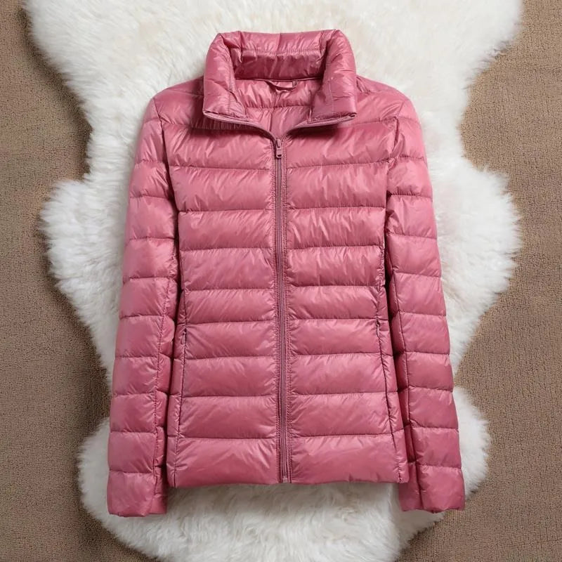 Light Down Coat Women Spring Jacket Fashion Short Ultra Lightweight Packable Puffer Coats Female Down Warm Slim Fit Parkas LadyShow.Store
