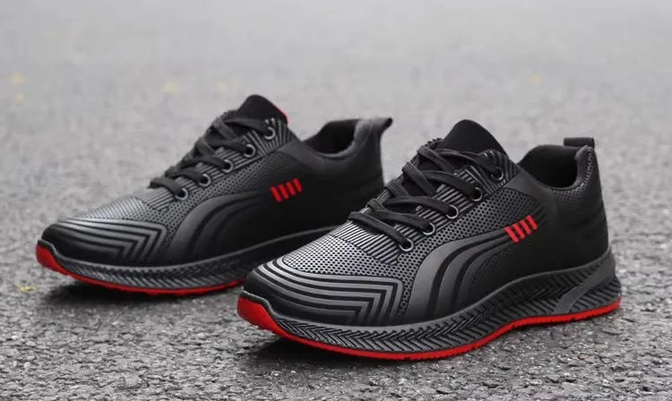 Waterproof Men's Sneakers Casual Running Shoes Soft Bottom Black Leather Sports Shoes Pi-Mart