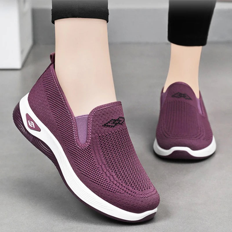 Women's Shoes Spring and Autumn New Mesh Breathable Casual Shoes Outdoor Lightweight Non-slip Wedge Heel Thick-soled Sneakers Pi-Mart