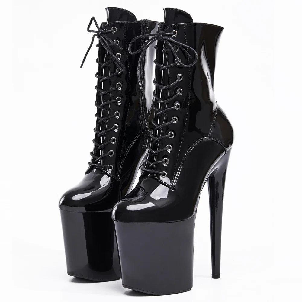 Stripper 8" Platform Lace Up Cтрипы Pole Dance Ankle High Boots In Stock Fast Shipping Size36-43 LadyShow.Store