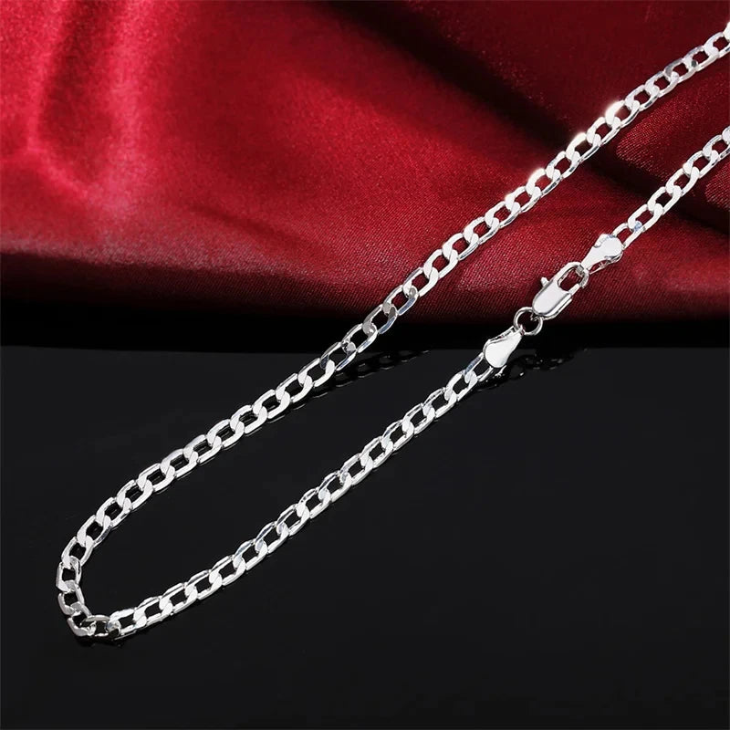 Men's Silver Color Necklace 2/4/6/8/10/12MM 40-75cm Face Chain Necklace Lobster Clasp Men And Women Engagement Jewelry Pi-Mart