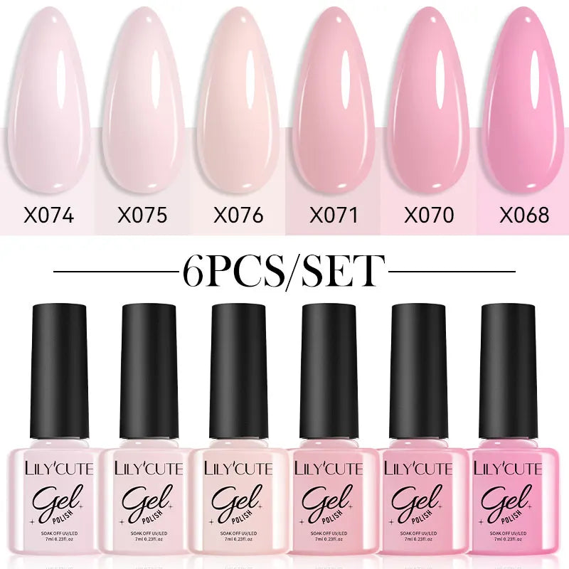 LILYCUTE 6Pcs/set 7ml Coffee Series Gel Nail Polish Kit 125 Colors Manicure Semi Permanent Soak Off UV Nail Art Gel Varnish Tri Light Beauty