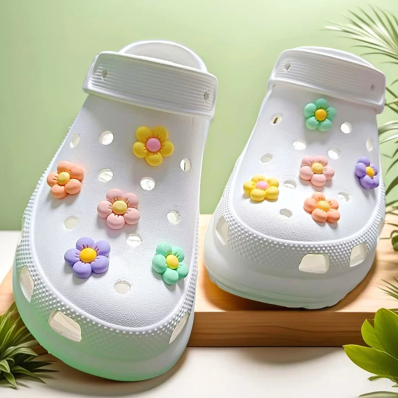10PCS Fashion Shoe Charms Set Accessories Hole Shoe Buckle 5 Petal Flower DIY 3D Shoes Decorations for Bogg Bag Gift Pi-Mart