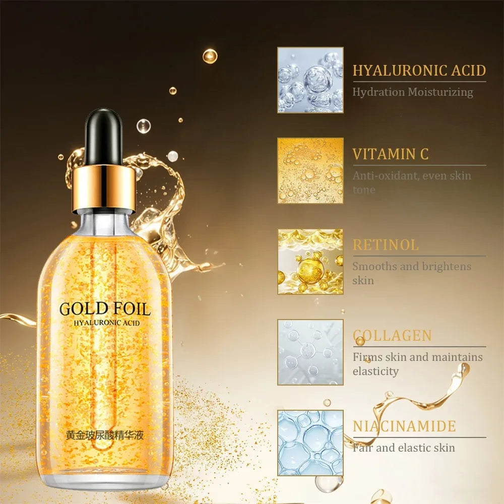 24K Gold Hyaluronic Acid Serum for Face Anti-wrinkle Anti-aging Brightening Moisturizing skincare Facial Serum Essence Face Care Pi-Mart