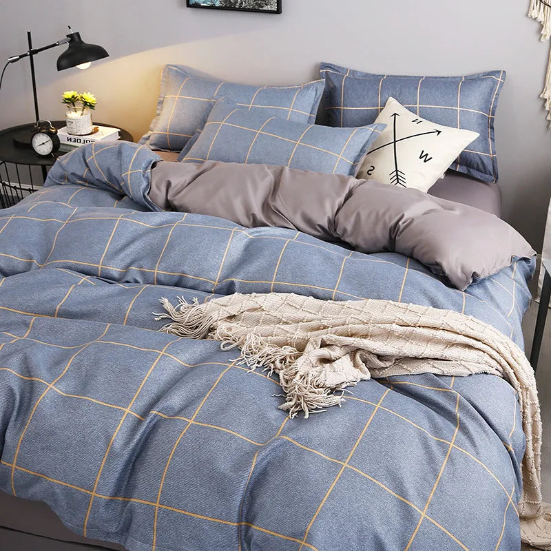 Daisy Printed King Size Duvet Cover Set with Sheets High Quality Washed Cotton Bedding Set Queen Home Bed Sets Comforter Covers LadyShow.Store