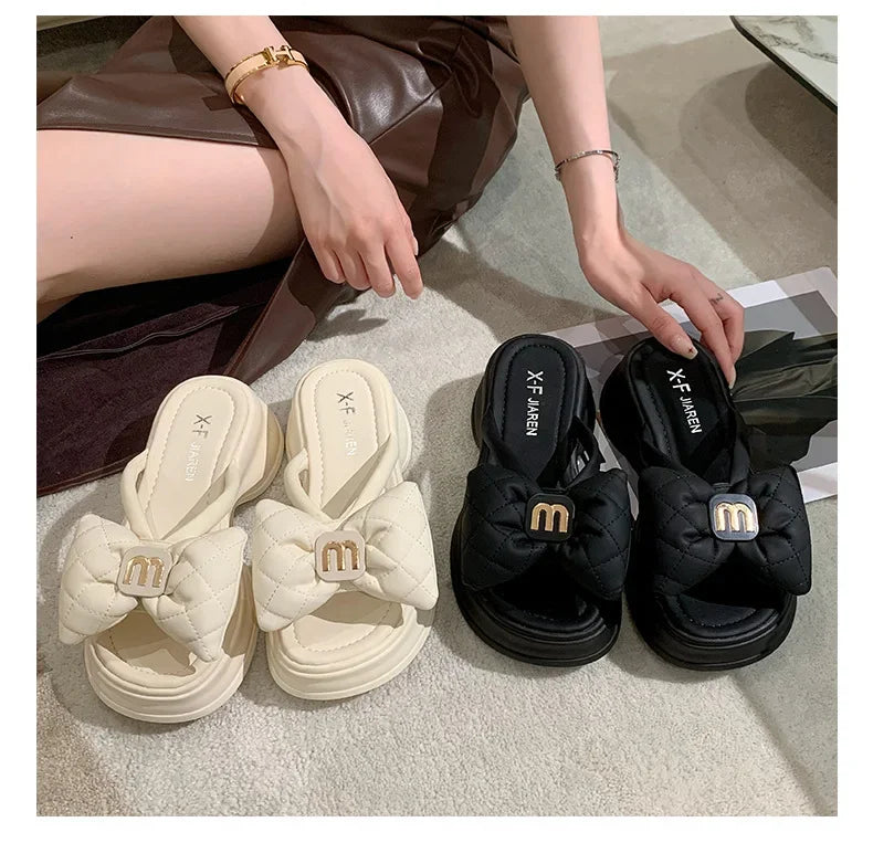 2024 summer New Fashion Women Shoes Slippers Comfortable Platform Shoe High Heels Leisure flower outdoor beach Slipper Women Pi-Mart