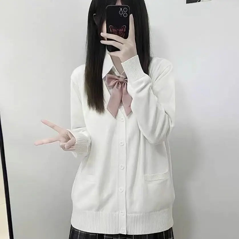 Mikasa pink cardigan sweater with the same style， Anime character COS knitted sweater, original JK uniform sweater jacket LadyShow.Store