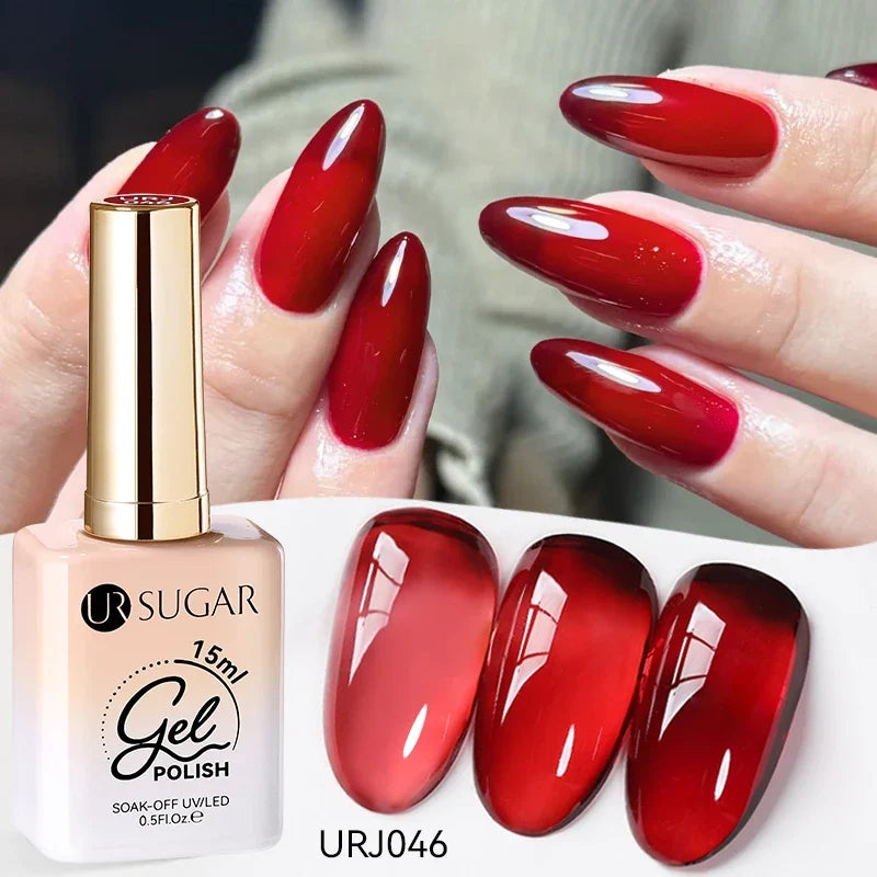 UR SUGAR 15ml Jelly Milky White Translucent Color Gel Polish Semi Permanent UV Gel Nail Art Soak Off Gel Varnish Latest Fashion Tri Light Beauty