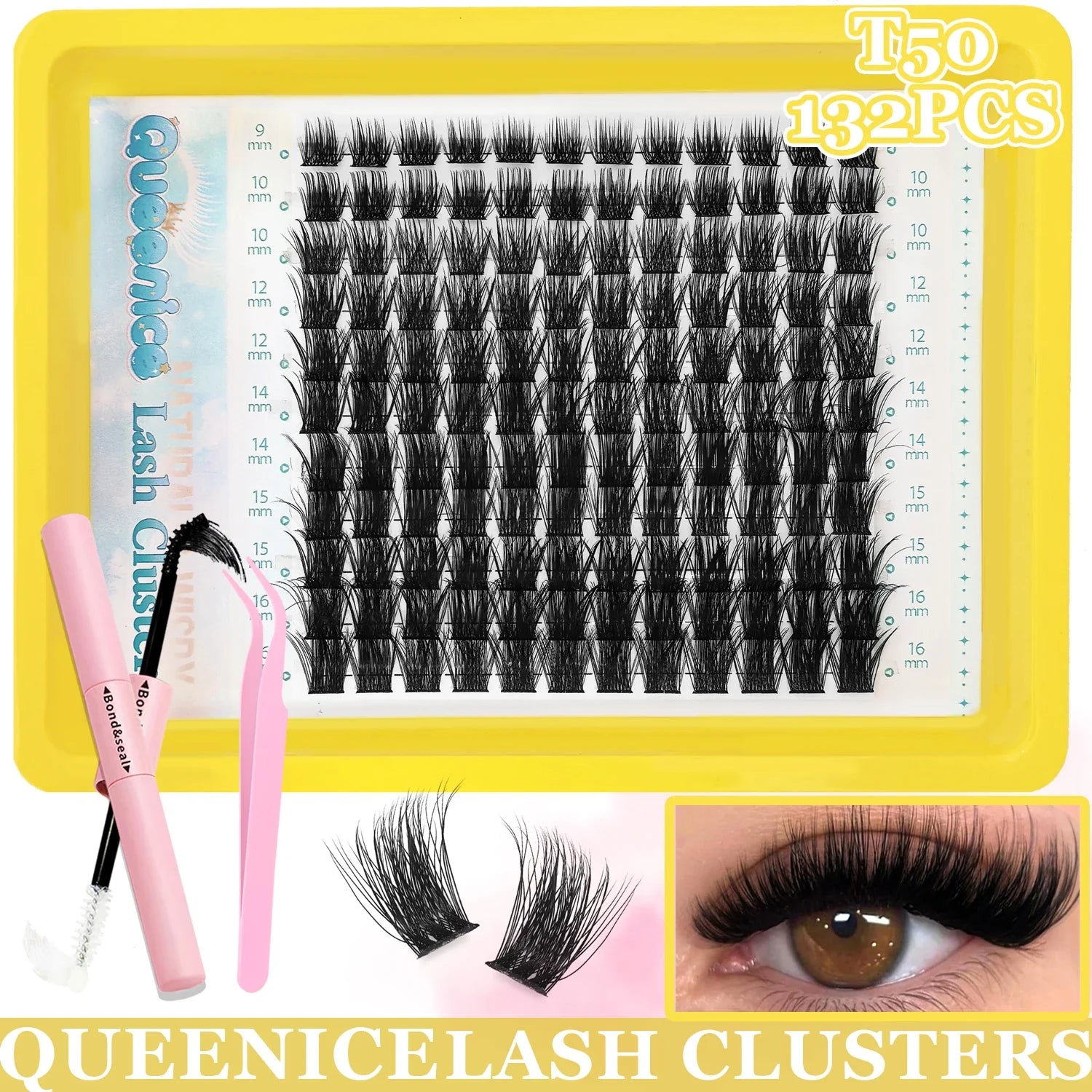 DIY Eyelash Extension Kit Individual Lashes Cluster Mix Lash Clusters with Lash Bond and Seal and Lash Accessories LadyShow.Store