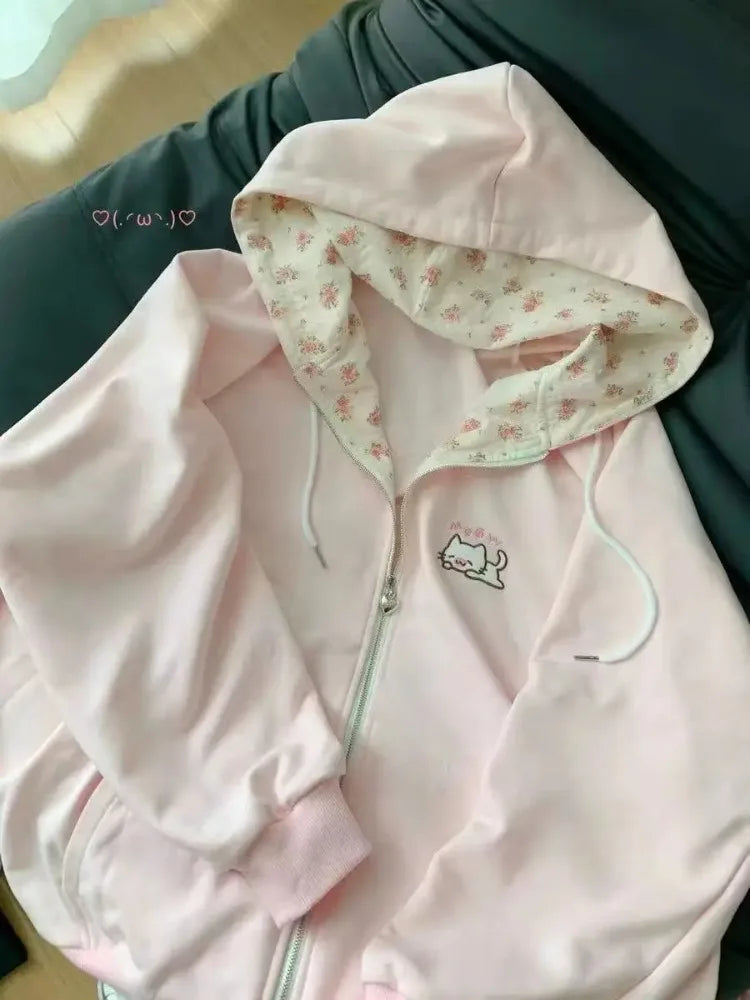 American Vintage Japanese Jacket Hooded Women 2026 Cotton Coats Outwear Design Subculture Gothic Sweatshirts Harajuku Pi-Mart