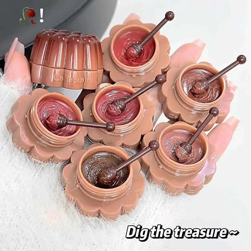 Jelly Solid Water Mirror Lip Gloss Shine Plumping Lip Balm Light Red Brown Natural Lasting Moisturizing Lip Tint Lipstick Makeup Pi-Mart