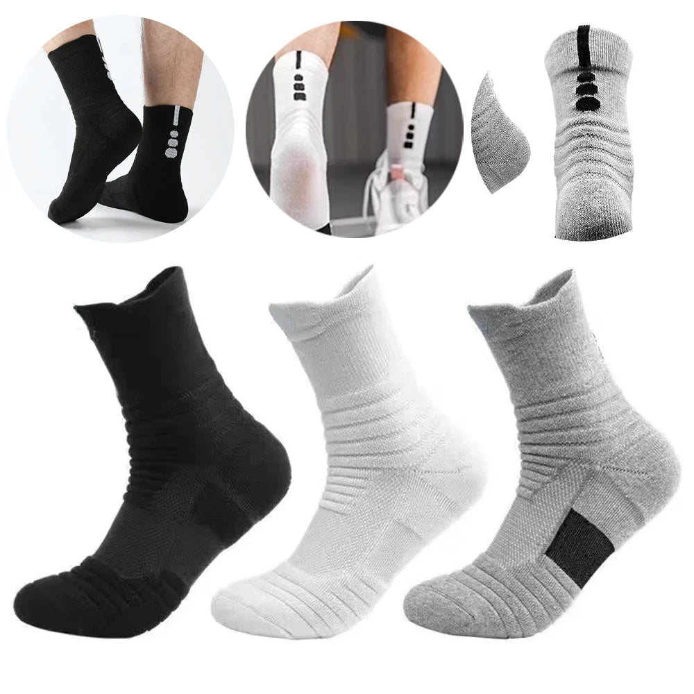 1/3 Pairs Anti-slip Football Socks Men Cotton Sock Short Long Tube Soccer Basketball Sport Socks Breathable Deodorous Sock 39-45 Pi-Mart