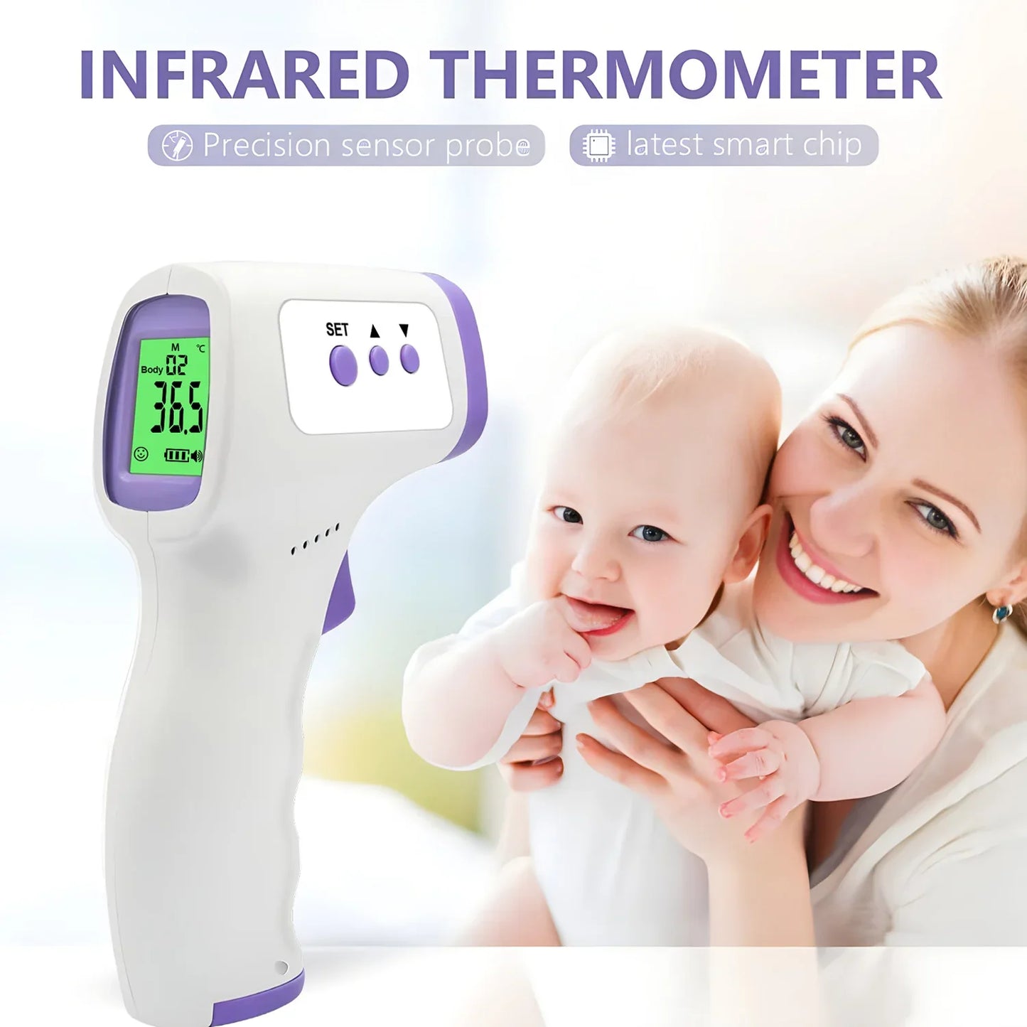 Digital Infrared Thermometer Forehead Body Non-Contact Fever Thermometers Or Medical Portable Finger Pulse Oximeter Blood Oxygen LadyShow.Store